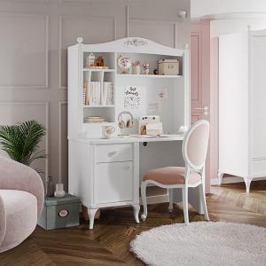 جاسمين مكتب مع رف خشبي-أبيض 120 سم وودي