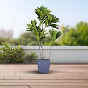 مركن أشجار فخار مخطط وسط رمادي وودي