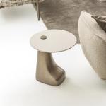 مونجي طاولة جانبية بقاعدة معدنية وودي