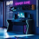 فيونكس مكتب ألعاب مضئ أسود 150 سم وودي