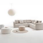 التون طقم كنب زاوية 3 قطع رمادي فاتح وودي