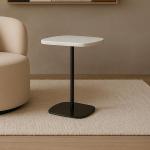 سبيندر طاولة خدمة بقاعدة سوداء وودي - رخام-أبيض