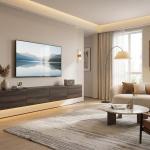 بيتي طاولة تلفزيون معلقة وودي