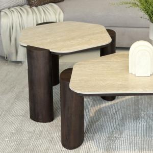 جيولما طاولة جانبية ترافرتين وودي