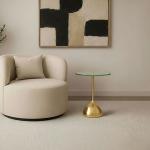 فالنسيا طاولة خدمة بقاعدة باللون الذهبي - زجاج شفاف